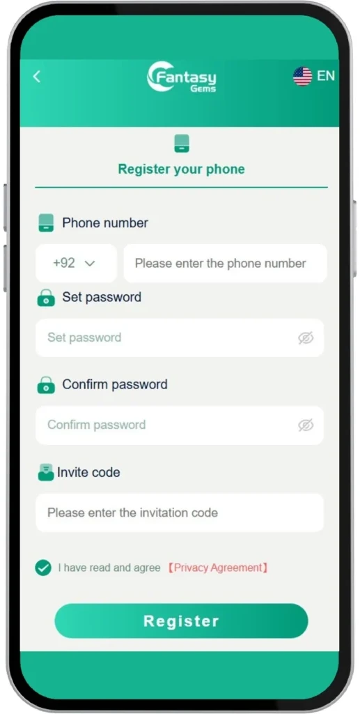 Fantasy Gems Register Page Button
