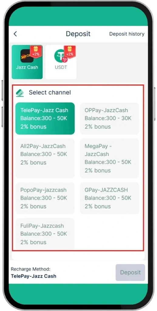 Select Deposit Channel